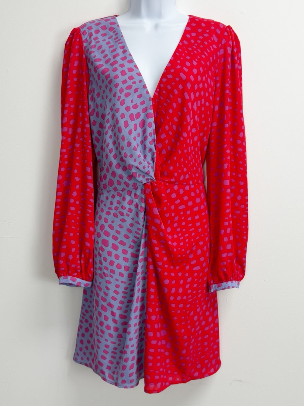 Adelyn Rae Dress Womens Large Blue Red Colorblock Dress Long Sleeve NWOT NEW